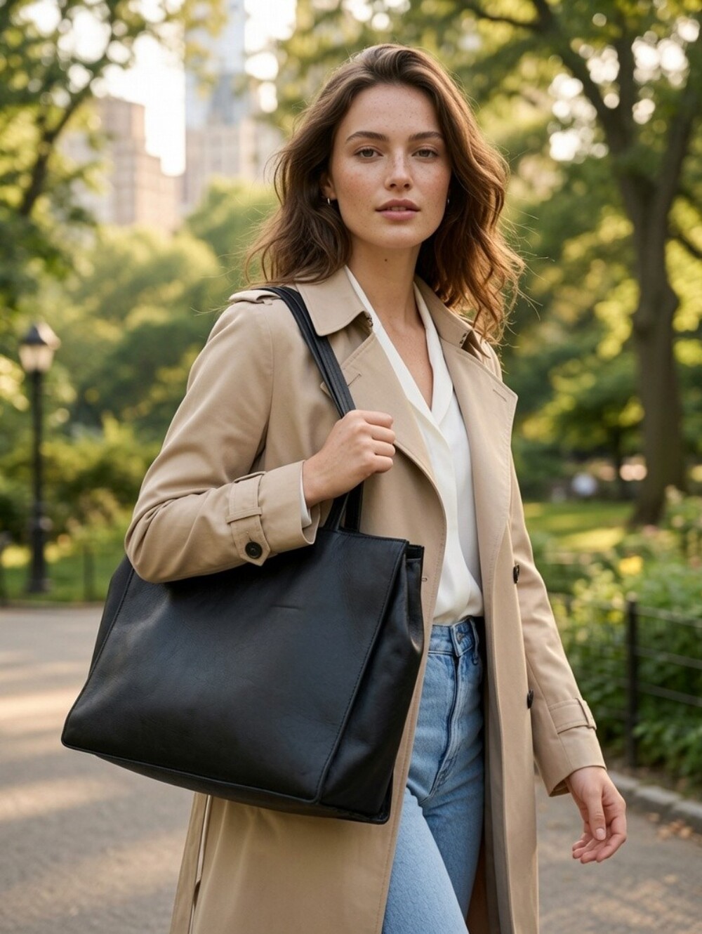 Baggu black leather tote bag | natural milled leather